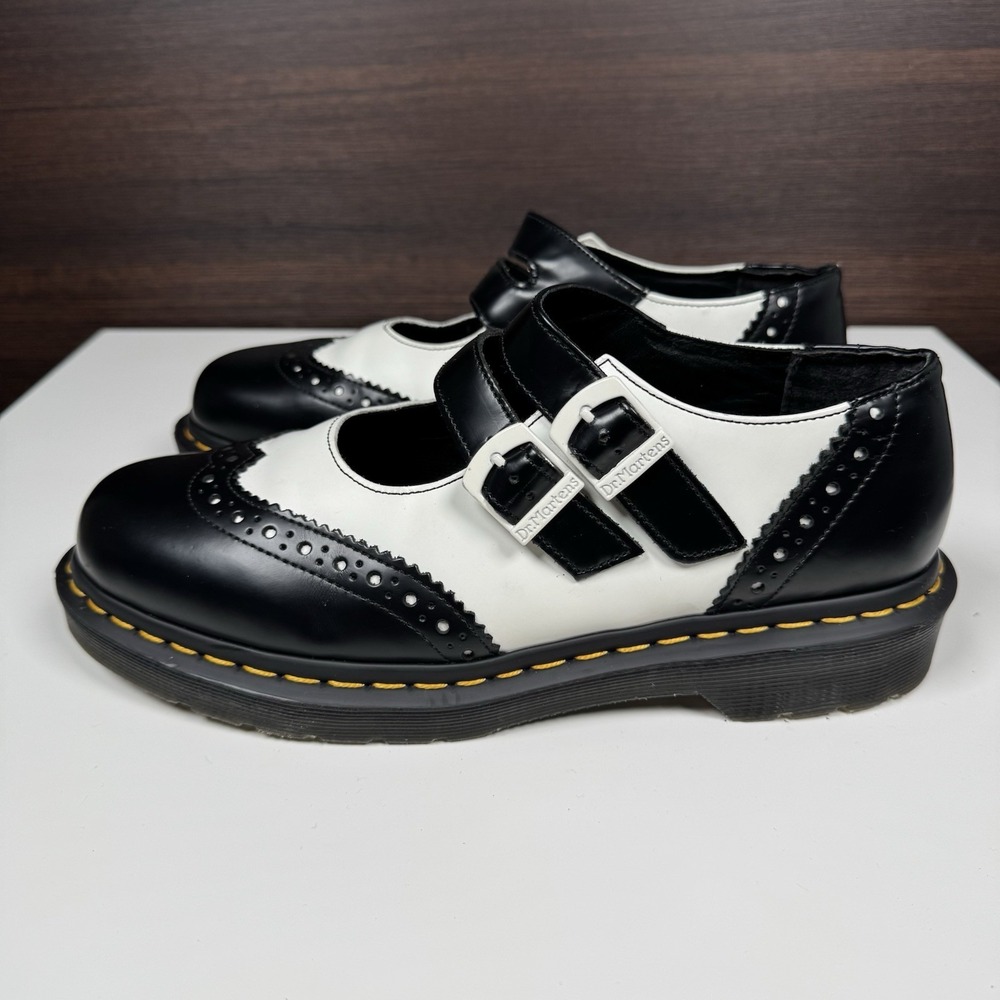 Dr. Martens Loafers Mary Jane White Black - Adena II - CK03R - Women's US 10